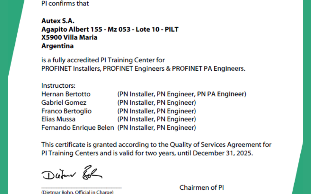 Nos acreditamos para formar Ingenieros Certificados PROFINET PA!